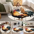 thumbnail image 5 of Retro Rooster Round Rugs for Living Room 6ft Colorful Chicken Vintage Broad Watercolor Non Slip Circle Rug Washable Low-Profile Indoor Carpet for Bedroom, Dining Room, Bathroom, 5 of 9