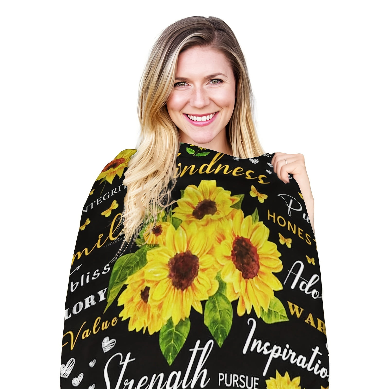 1pc Sunflower Gifts For Women, Sunflower Blanket 50''x60'' Positive Healing Throw Blanket, Christmas Birthday Gift