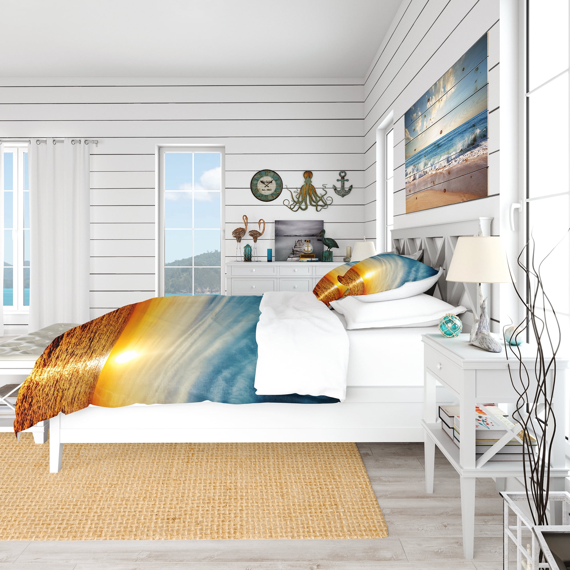 Designart 'Brilliant Texture of Sea Currents' Beach Duvet Cover Set