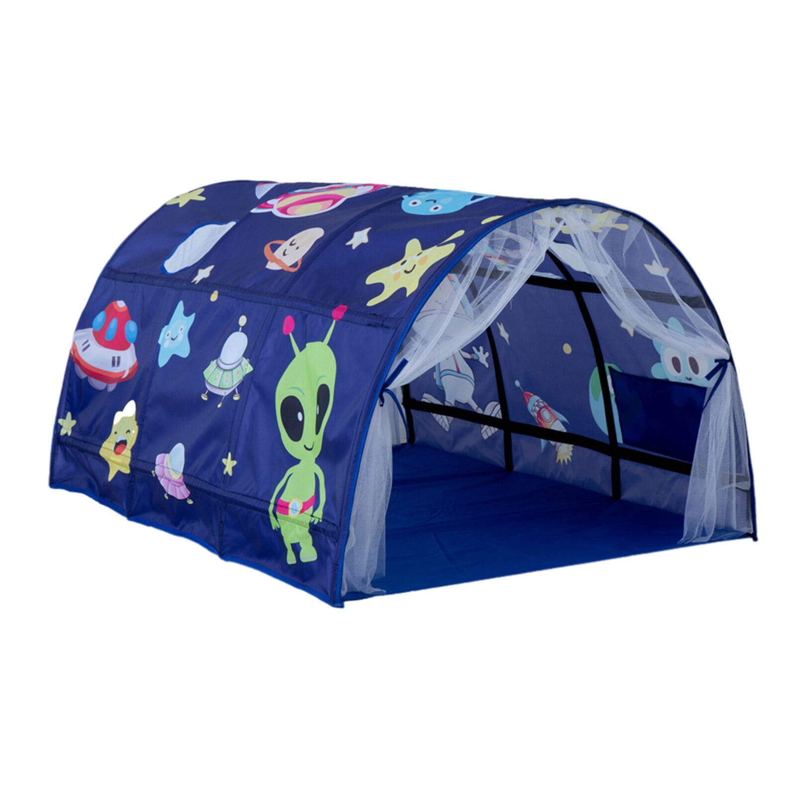 Tents for Girls Boys Kids Galaxy Starry Sky Dream Bed Tent with Inner Pocket Portable Baby Playhouse Privacy Space 2 in 1