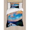 thumbnail image 1 of Tahoe Duvet Cover Sets, High Angle View Californian Freshwater Lake Tranquil, 1 of 3