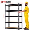thumbnail image 3 of 5 Tier Storage Shelves, Heavy Duty Metal Shelving Unit 2000 lbs, Adjustable Gourd Hole Rack for Garage Pantry Closet Kitchen Warehouse, Black, 3 of 6