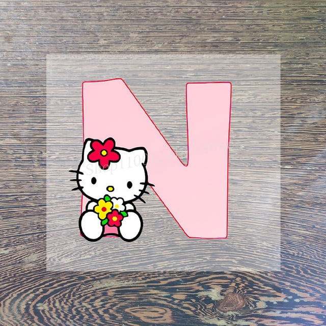 Sanrio parche de letras de dibujos animados de Hello Kitty, pegatina de transferencia para planchar, lindos parches de tela para niños, apliques de camiseta DIY, pegatina de vinilo