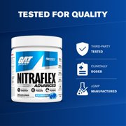 GAT SPORT Nitraflex Advanced Pre-Workout Powder - Energy Drink Mix - Supports Healthy Blood Flow - Boosts Strength & Energy - Creatine-Free - 30 Servings - Blue Raspberry