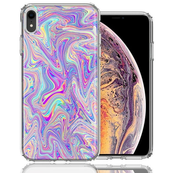 MUNDAZE For Apple iPhone XR Paint Swirl Design Double Layer Phone Case Cover