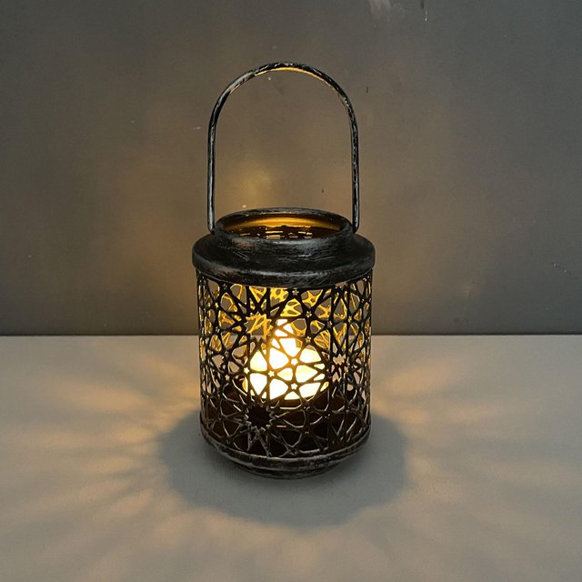Linterna de Mesa Candelero Decorativo BLESIY Plata Antigua