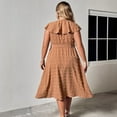 thumbnail image 4 of SMihono Plus Size Women V Neck Belted Summer Dress 2025 Cap Sleeve&nbsp;Raised Dot Boho Flowy Ruffle Slit Beach Party Midi Cocktail Dresses Khaki XXXXL, 4 of 7