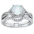 thumbnail image 3 of LaRaso & Co His Hers Wedding Rings Sterling Silver Opal CZ Engagement TRIO Set Him Her 8/13, 3 of 6