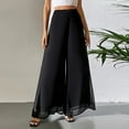 thumbnail image 7 of Women's Chiffon Wide Leg Pants Beach Summer Palazzo Pants Casual Elastic Waist Pants Black L, 7 of 7
