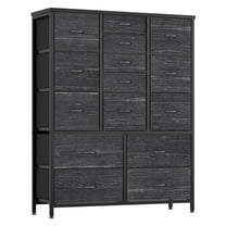 Jojoka 15-Drawers Dresser for Bedroom Chest of Drawers, Metal Frame & Wood Top Storage Organizer Cabinet with Fabric Drawers for Living Room, Entryway, Hallway, Closet, Nursery, Rustic Grey