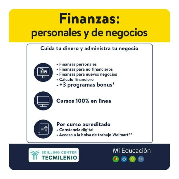 Curso Educativo Tecmilenio Finanzas Personales y de Negocio Online Mensual