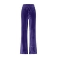 thumbnail image 5 of Frostluinai Velvet Pants for Women Drawstring Straight Leg Pants High Waist Baggy Wide Leg Pants Vintage Solid Lounge Pants with Pocket, 5 of 7