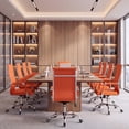 thumbnail image 6 of Vyrox Modern Office Chair, Mid-Back Faux Leather Swivel Reception & Conference Chair， Ergonomic Swivel Chair with Arms, Orange, 6 of 7