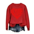 thumbnail image 1 of Penkiiy Chandail en Molleton Imprimé Cœur pour Femmes Manches Longues Col Rond Décontracté Ample Vintage Amour Graphique Chandail TG Rouge, 1 of 4