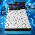 thumbnail image 4 of Erosebridal Neon Galaxy Game Controller Zipper Full Size Comforter Sets with Fitted Sheet and 2 Pillowcases for Boys Men, Glowing Hexagon Zipper Bedding Set, Gamepad Reversible, 4 Pieces, 4 of 7