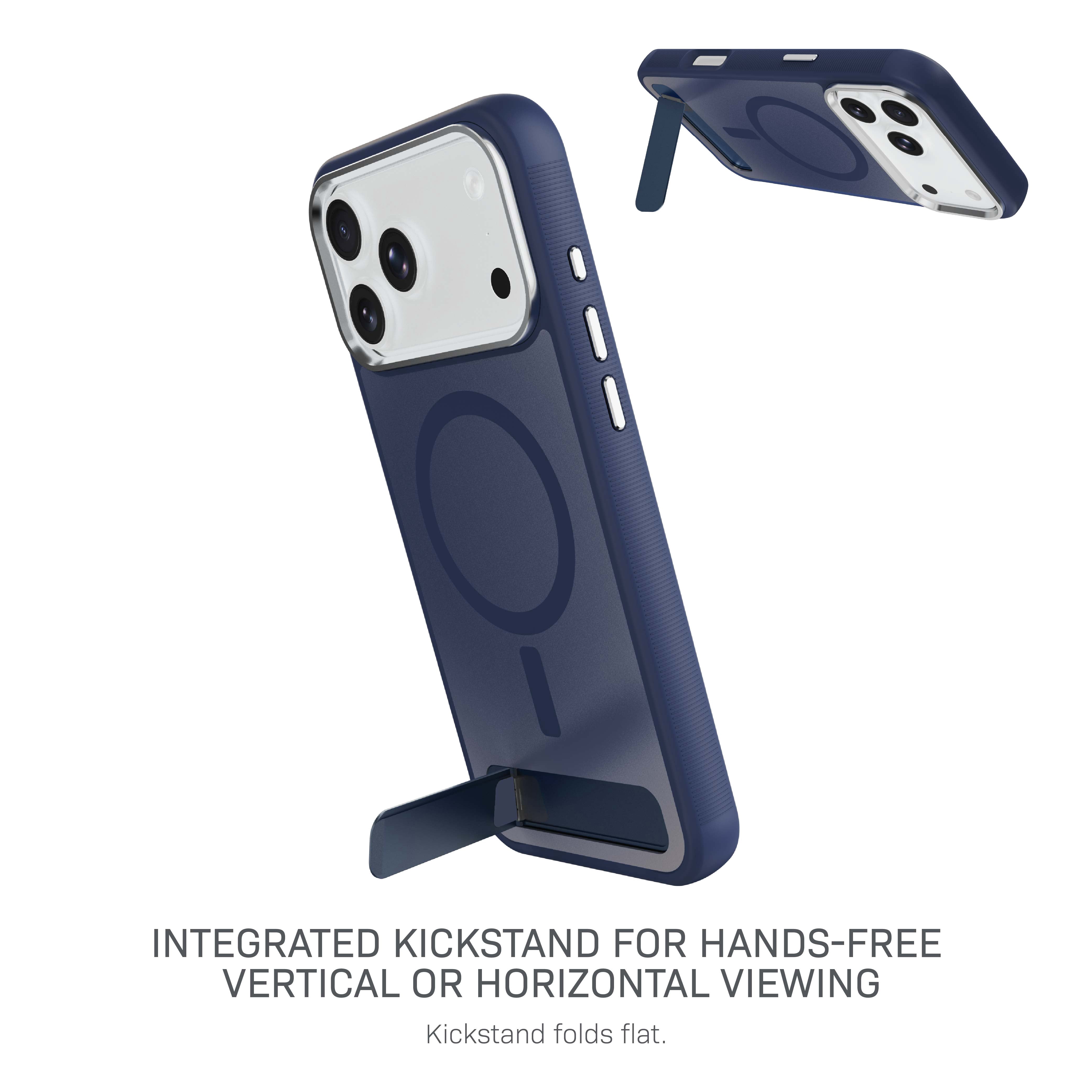 Body Glove Reflector Phone Case with Kickstand for iPhone 18 Pro Max / 17 Pro Max, MagSafe Compatible - Metallic Navy Blue