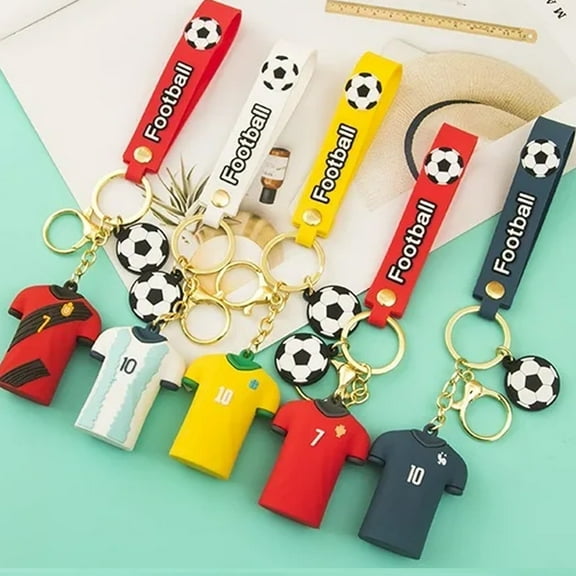 5 Pack Soccer Keychains Soccer FC Keychains Football Key rings Soccer Theme Party Keychains Soccer Key Ring for Birthday Party Bag Gift