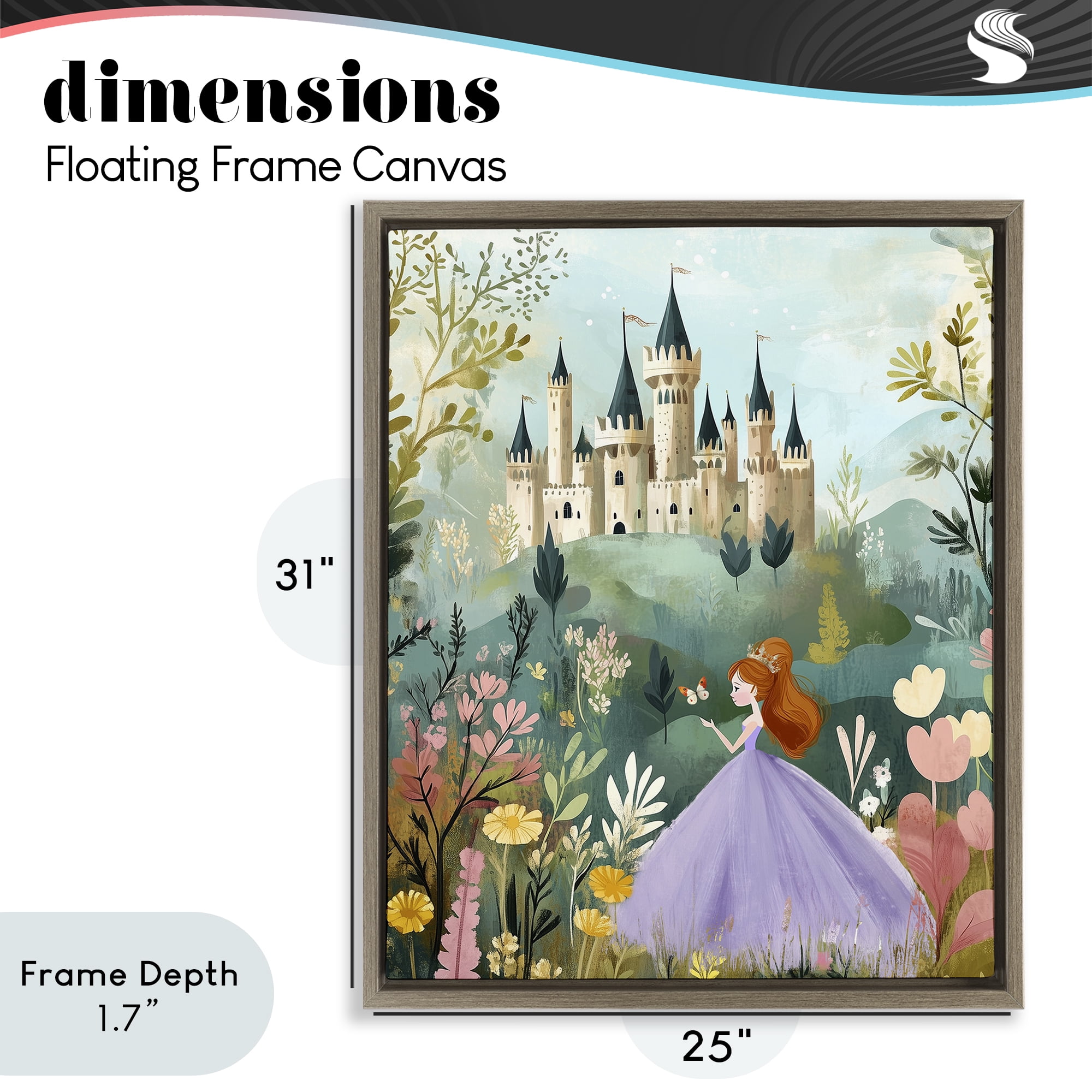 Stupell Industries Princess Day Out Brown Framed Floater Canvas Wall Art, design by Christine Simpson Art