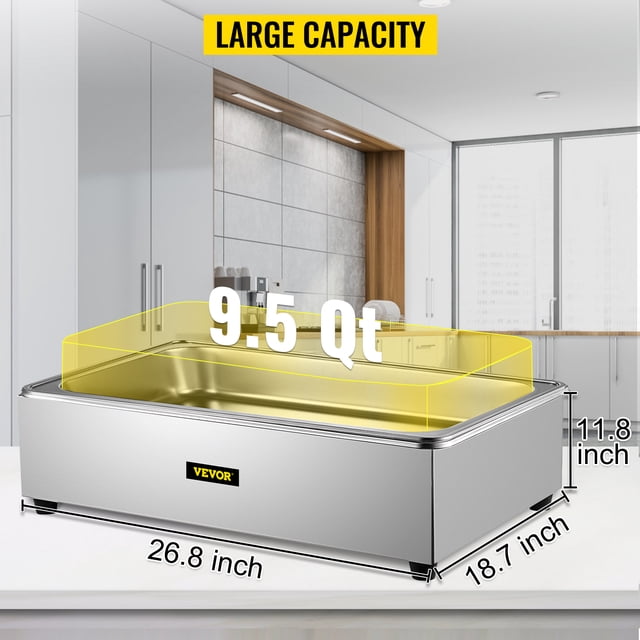 Calentador de alimentos comercial VEVOR Bain Marie 9.5 Qt Acero inoxidable