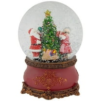Northlight Santa and Mrs. Claus Decorating Christmas Tree Musical Snow Globe - 6"