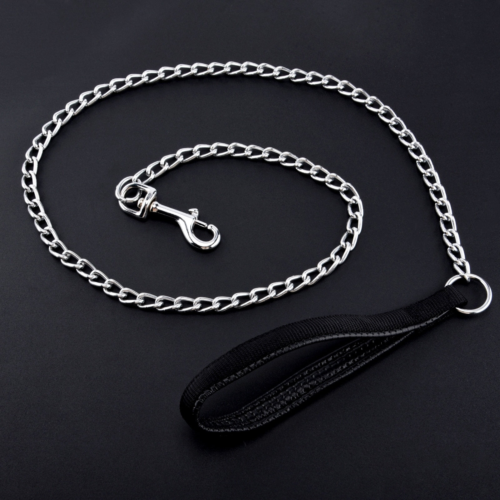 HEQUSIGNS Metal Dog Chain Leash, 49.6inch Heavy Duty Chew Proof Pet Leash Chain with Padded Handle for Small Medium Size Dogs (3.0mm x 4.1ft)