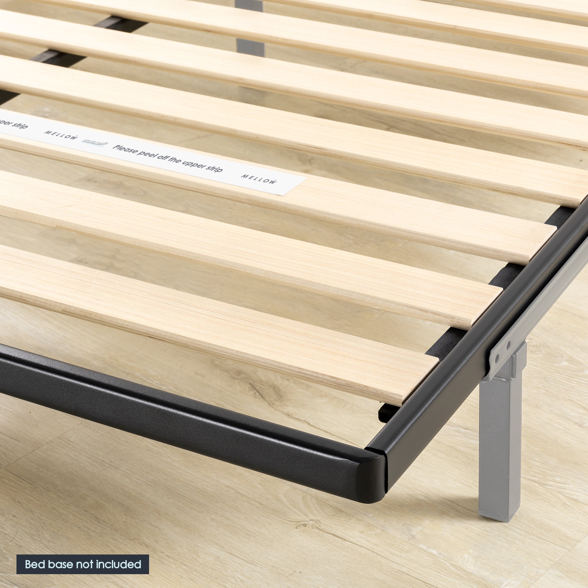 Mellow 1.6" Easy Assembly Metal Bunkie Board with Wood Slats, Mattress Support for Bed Frames, Box Spring or Bed Slat Replacement, King