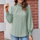 thumbnail image 1 of MHFRRA Camiseta de Manga Larga para Mujer, Elegante Blusa de Jacquard con Cuello Redondo y detalle de Volantes, Cómoda Blusa Informal para Uso Diario. Verde, 1 of 3