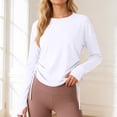 thumbnail image 2 of FUYUDY Women Blouse Loose Fit Drawstring Yoga Tops Long Sleeve Workout Shirt For Running Gym Athletic Breathable Casual Activewear Fashionable Female Solid Color Dailywear, 2 of 5
