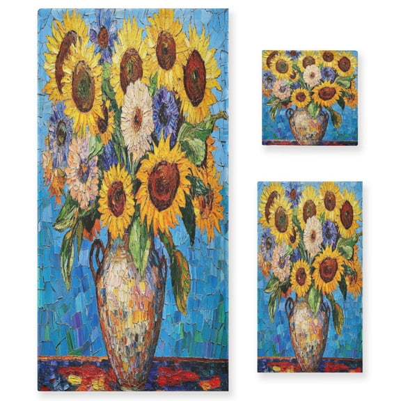 BZSMCE 3piece Bath Towel Sets Hand Bath Towels Fashion Bold Bouquet in Blissful Blue Printed Towel Sets