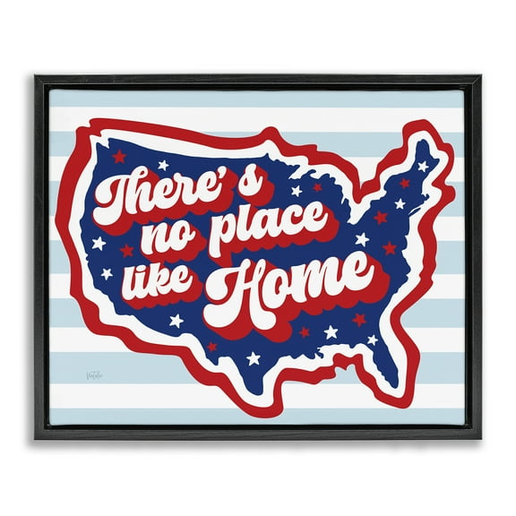 Stupell Industries No Place Like Home Text & Numbers Painting Black Floater Framed Canvas Art Print Wall Art, 21 x 17