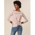 thumbnail image 4 of Allegra K Blusa De Manga Larga Con Estampado Floral Dobladillo Asimétrico Con Cuello Barco Informal Para Mujer Rosa XL, 4 of 6