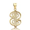 thumbnail image 2 of LOVEBLING 10k Yellow Gold Dollar Sign with CZ (1.36" 0.65"), 2 of 3