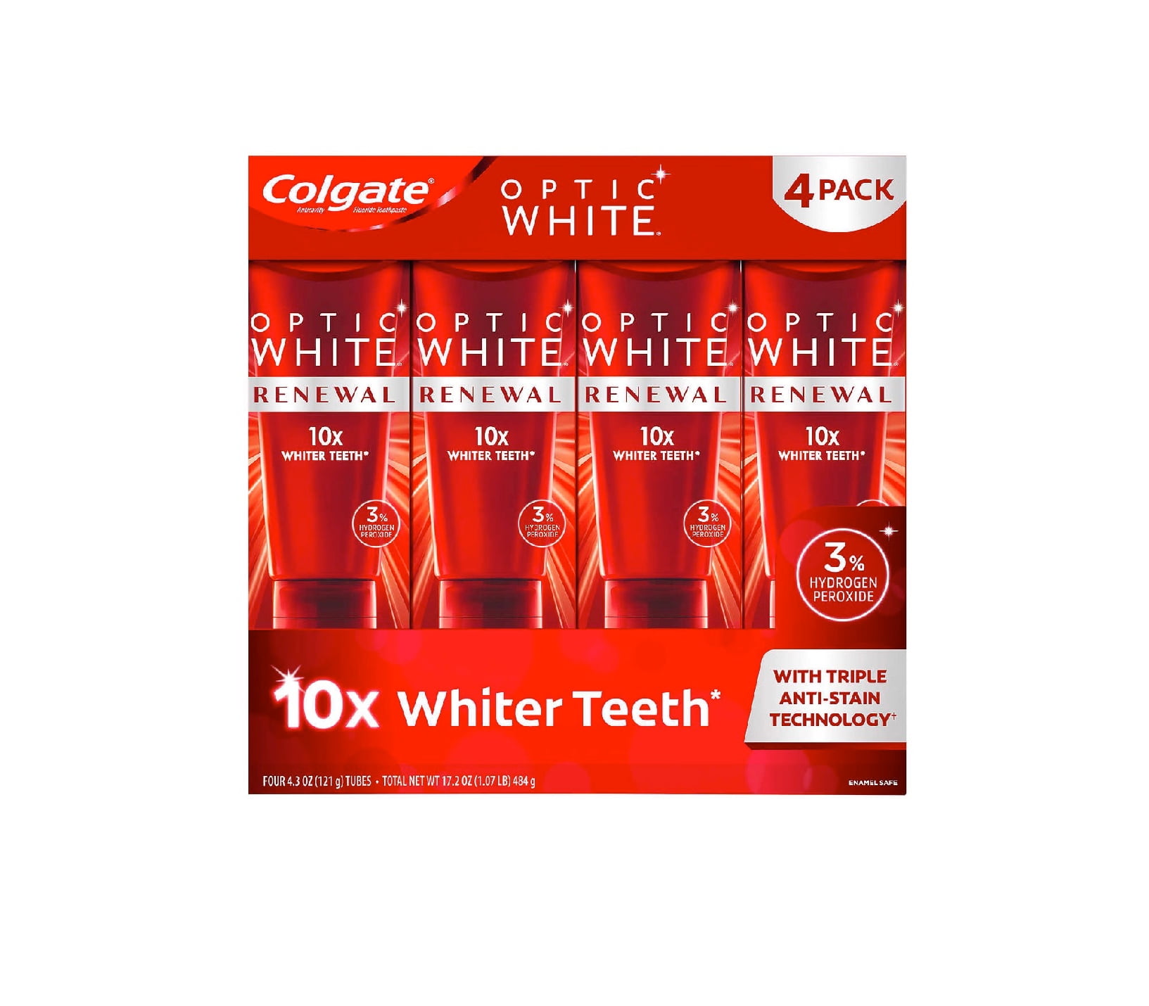 Colgate Optic White Renewal Toothpaste, 4.3 oz, 4pack