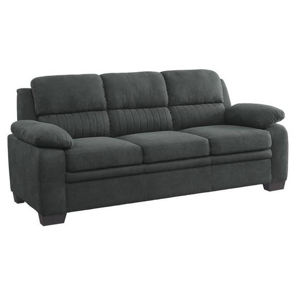 Lexicon Holleman Modern Textured Fabric Sofa with Pillow-top Arms in Dark Gray