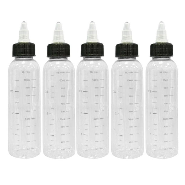 5 recipientes de plástico transparente para tatuajes de 30/60/100/120/250/500 ml con tapa. 120 ml