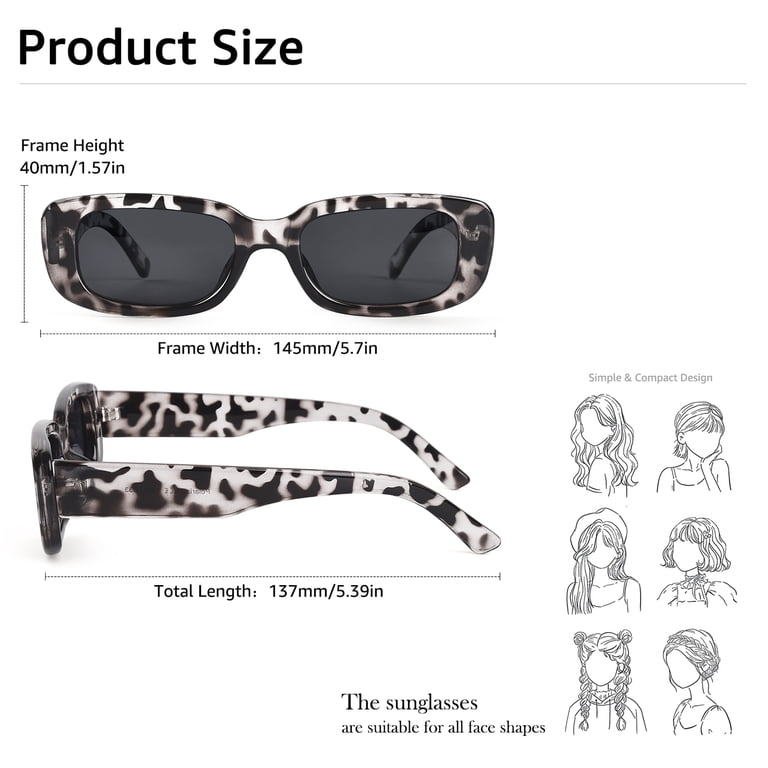 Polarized Retro Rectangle Sunglasses 90s Vintage UV Protection Thick Retro Rectangle Polarized Sunglasses 90s Vintage  main image 4