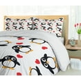 thumbnail image 5 of Ambesonne Penguin Duvet Cover Sets, Romance Heart Shape, 2-Queen, Mustard White Black, 5 of 6