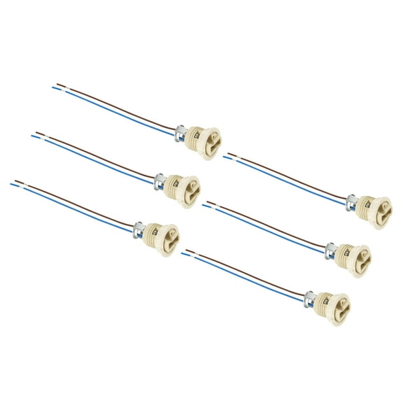 Uxcell G9 Light Base Socket, 6 Pack Ceramic Lamp Holder Connector Lighting Replacement with 140mm Cable Wire for Halogen Incandescent LED Light Bulb