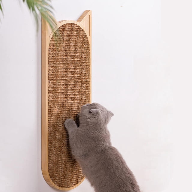 Rascador para gatos montado en la pared, rascador para gatos de fieltro de madera, almohadilla para rascar vertical para montaje en pared para gatos o gatitos de interior