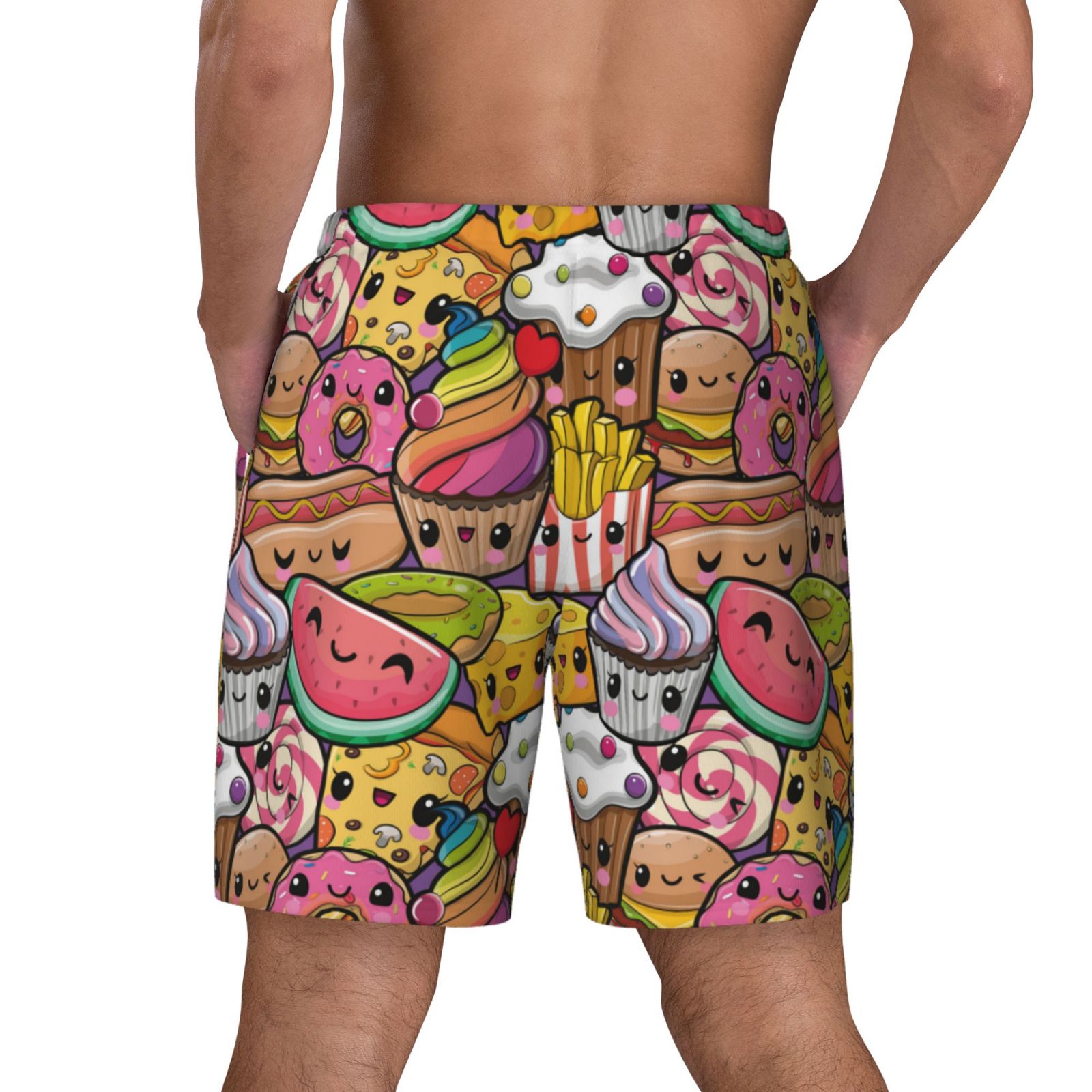 Xecao Fruit-Flavored Ice-Cream for Men's Swimming Trunks Swim Trunks Quick Dry Swim Shorts with Mesh Lining Funny Swimwear Bathing Suits