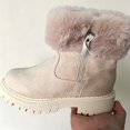 thumbnail image 3 of FRSASU Women's Snow Boots Plush Lining Anti-Slip Sole Snow Boots with Side Zipper Outdoor Winter Activities Shoes Beige, 3 of 5