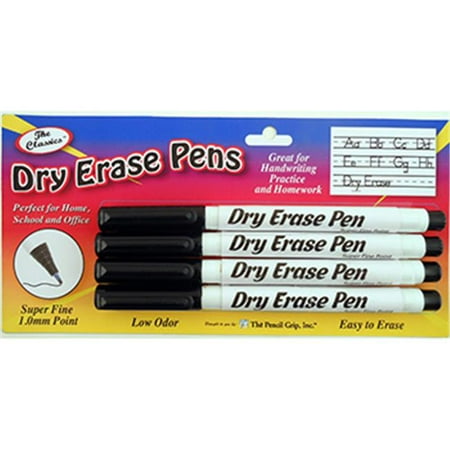 Fine Point Dry Erase Pens, 4pk, Black