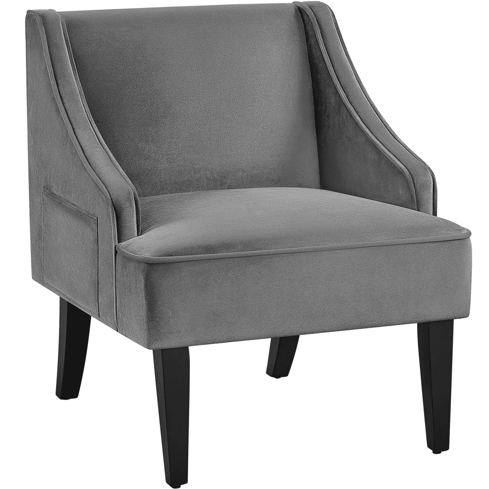 Yaheetech Midcentury Upholstered Velvet Accent Chair, Gray
