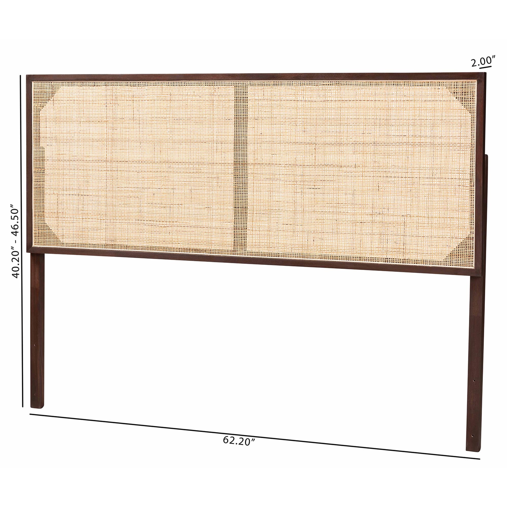 bali & pari Aurelia Rattan and Bayur Wood BOHO Headboard, Queen Size, Dark Brown