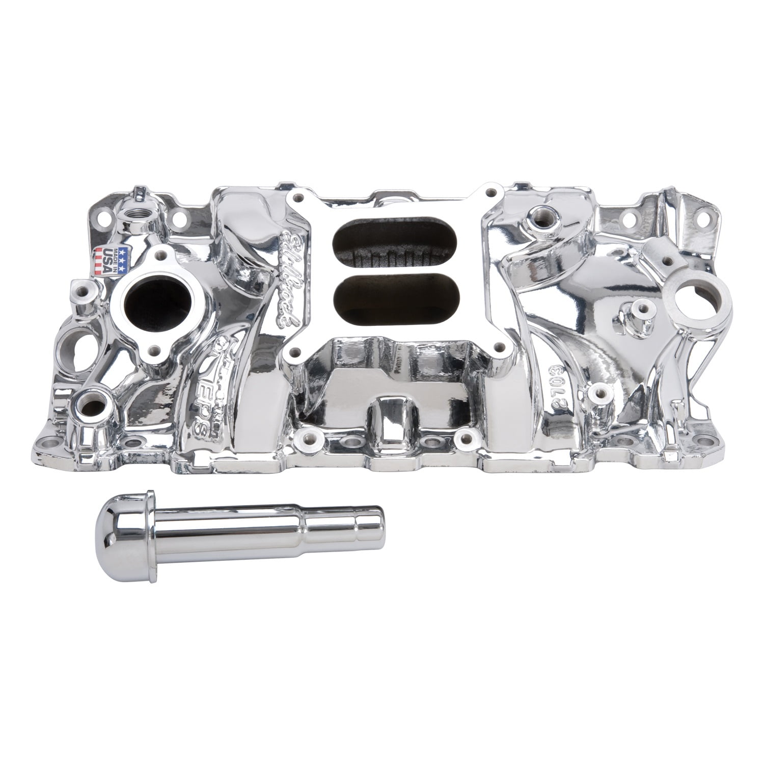 Edelbrock 27034 Performer EPS Intake Manifold; Endurashine; 4 bbl Carb