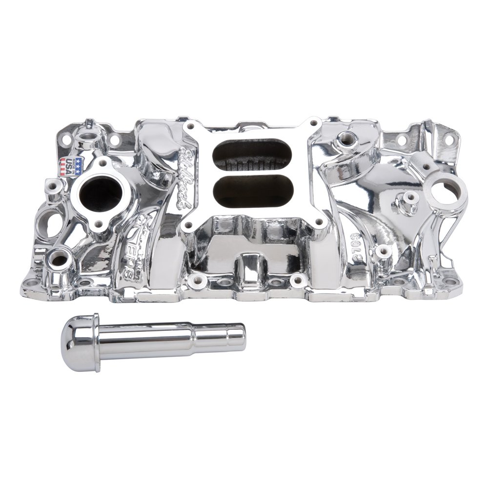 Edelbrock 27034 Performer EPS Intake Manifold; Endurashine; 4 bbl Carb