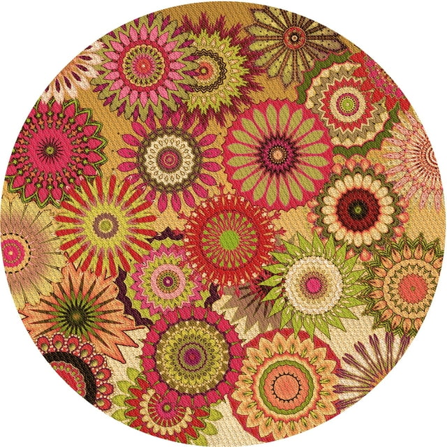 Ahgly Company Tapis d'Intérieur Lavable en Machine Carré Jaune Transitionnel, 3 Pieds Carré