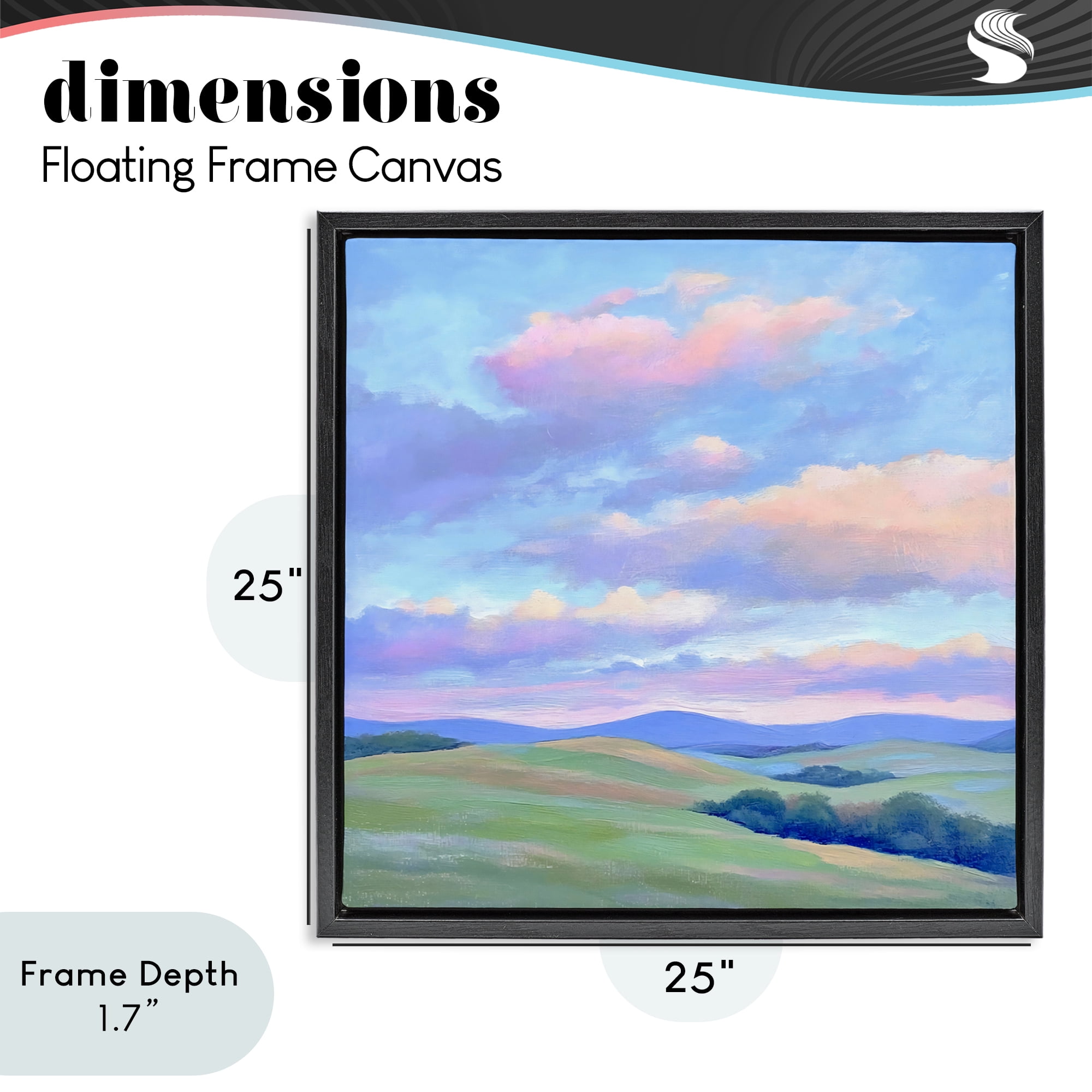 Stupell Industries Rolling Hills with Soft Sunset Black Framed Floater Canvas Wall Art, design by Creative Studio
