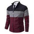 thumbnail image 3 of Maoxin Men's Coats Men's And Winter And Thick Sweater Knitted Sweater Stand Up Collar Cardigan Color Blocking Outerwear Sweater Navy M, 3 of 4