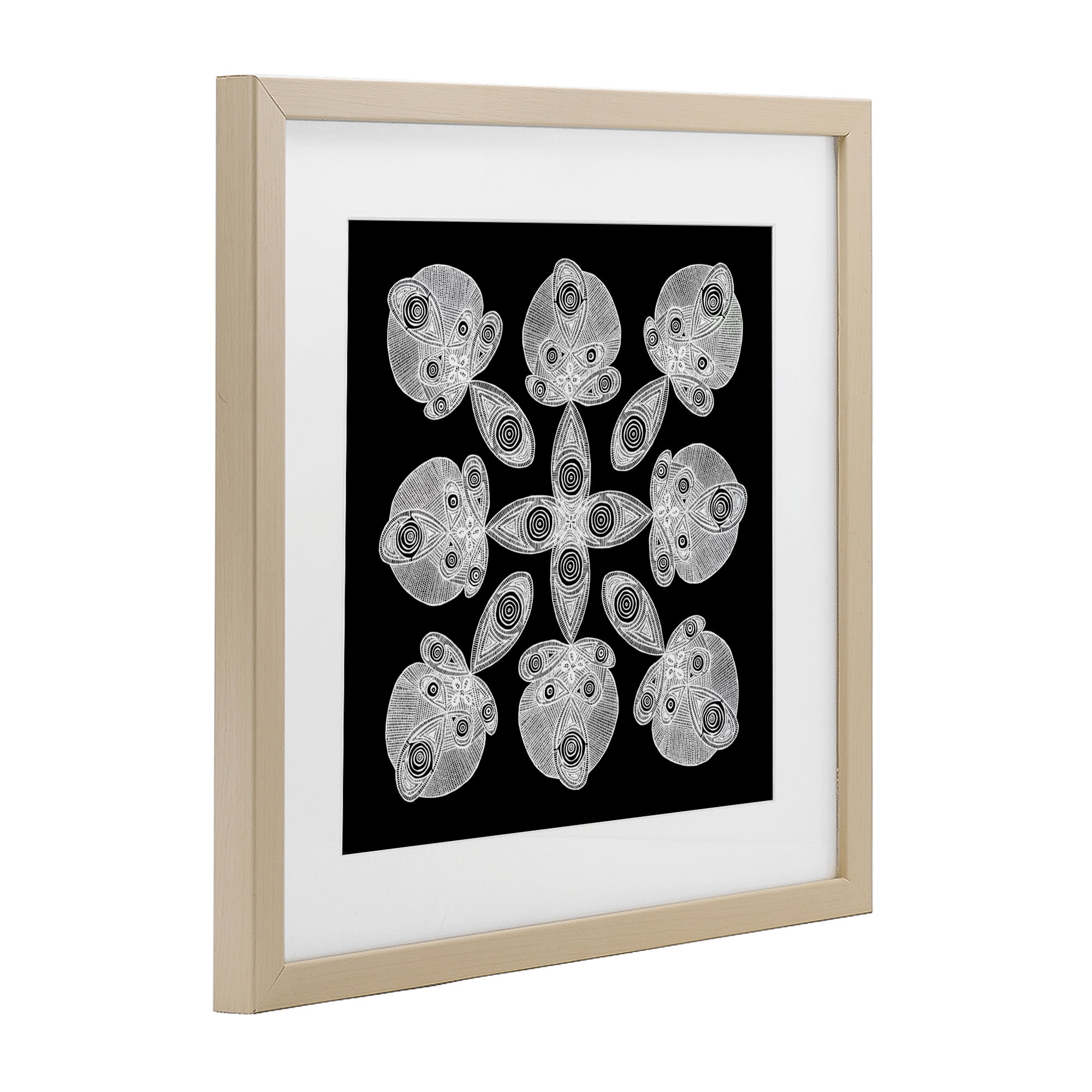 Stupell Industries Fractal Symmetry in Monochrome Birch Framed Print Under Glass, design by El Perkin